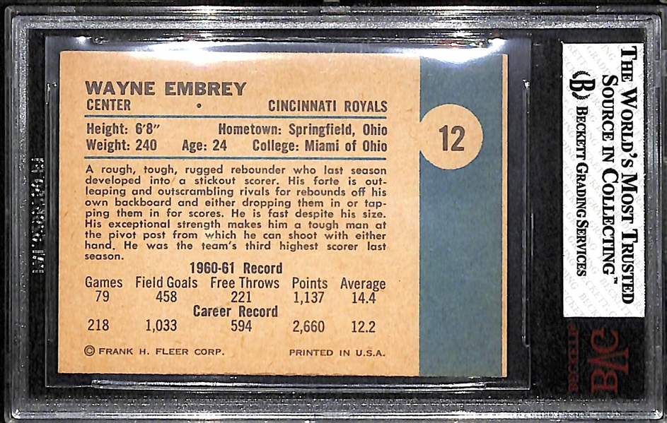 1961-62 Fleer #12 Wayne Embry Rookie Card - BVG 8